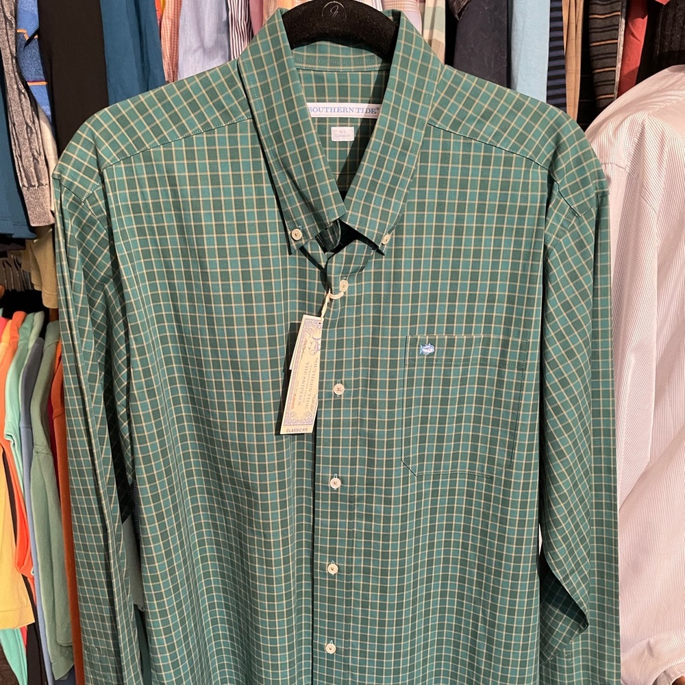 (New) Southern Tide Button Down / Large / Green